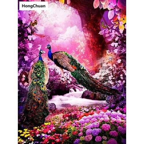 Wealthy Peacock Mural 5D DIY Square/Round Diamond Painting Mosaic Cross Embroidery Handicraft Home Decoration Christmas Gift