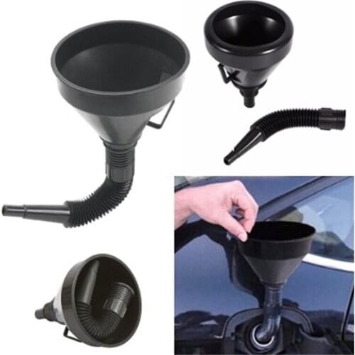 Hot Funnel Spout Black Car Motorcycle Flexible Funnel Spout Mesh Screen Strainer Oil Gas Fuel Engine Oil Coolant Petrol Gasoline