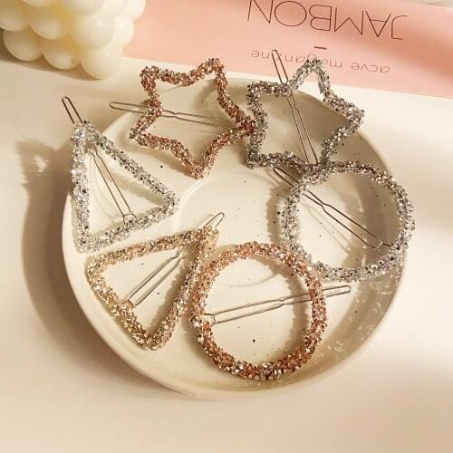 Fashion Geometric Star Hairpins for Girls Triangle Round Hair Pin Lip Metal Hair Clip for Women Barrettes Hair Accessories