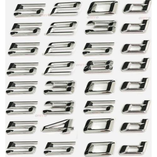 Chrome Number Letter 3D Stickers for 520d 525d 528d 530d 535d 540d 550d car rear bumper trunk emblem Badge Decal car accessories