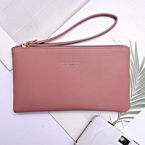 New mobile phone bag female long zipper coin purse female Korean version of pure color wild card bag mobile phone bag wallet