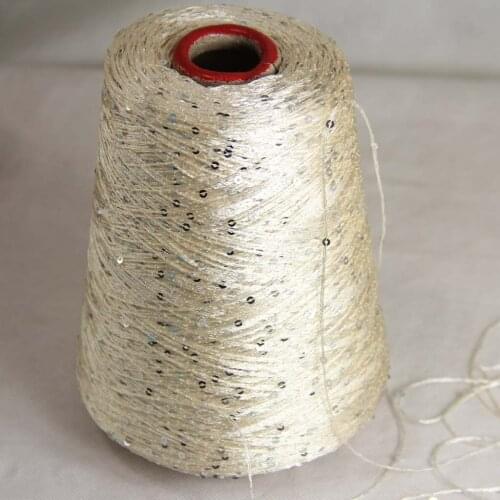 About Sales Pitch 5cm Diameter 3mm 500g Sequi Hand-Knitted C Rochet Handmade Yarn 920_08 Cream Silver
