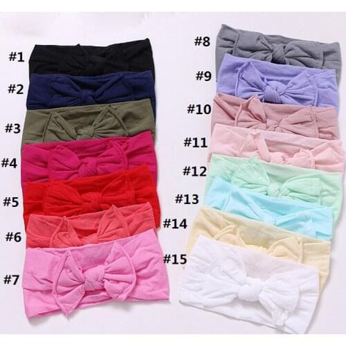 Bulk 120pc/lot Solid Wide Nylon Headband Kids Nylon Turban,Nylon Bow Headband Knot Bow Head wraps,Kids Girls Head Wear DHL free