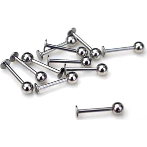 PINKSEE10pcs 18G Ball Labret Lip Ring Nose Ear Bar Stud Stainless Steel Piercing Body Jewelry Wholesale