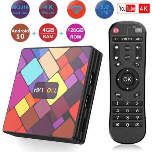Android 10 Smart TV Box HK1 Cool Rockchip RK3318 4GB RAM 128GB ROM 5G Dual WIFI BT4.0 3D USB 3.0 HDR 4K TV Set Top Box