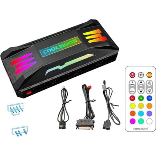 For COOLMOON ARGB Controller 4Pin PWM 5V 3Pin ARGB Cooling Fan Smart Remote Control for Computer PC Case Chassis Radiator