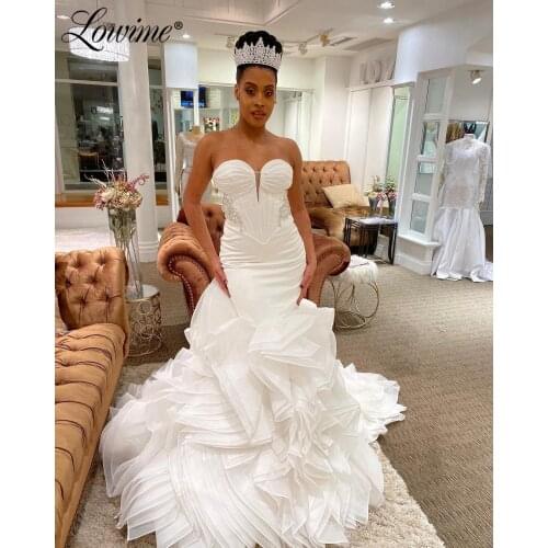 Luxury Mermaid Saudi Arabic Wedding Dresses 2021 African Princess Plus Size Bridal Gowns Vestido De Novia Long Wedding Gowns