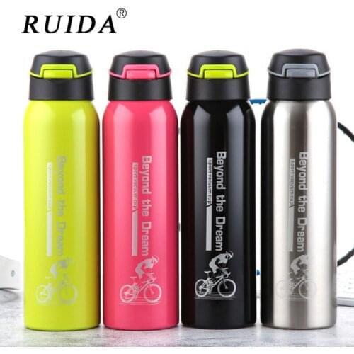 Ruida 500ML Stainless steel Vacuum insulation straw water bottle Portable bicycle Sports Straw flask bottle Sport Thermos bottle