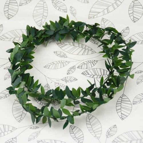 1 Meter PVC Silk Garland Green Leaf Iron Wire Handmade Artificial Flower Vine Rattan For Wedding Decoration Foliage DIY Wreat