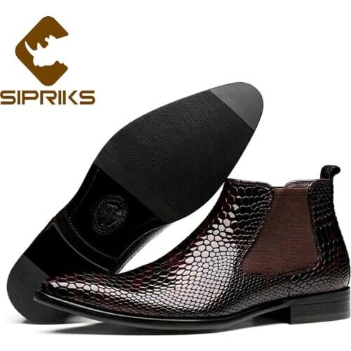 Sipriks Autumn Patent Leather Black Chelsea Boots Mens Retro Dress Ankle Cowboy Boots Slip-On High-Cut Shoes Social Gents Point