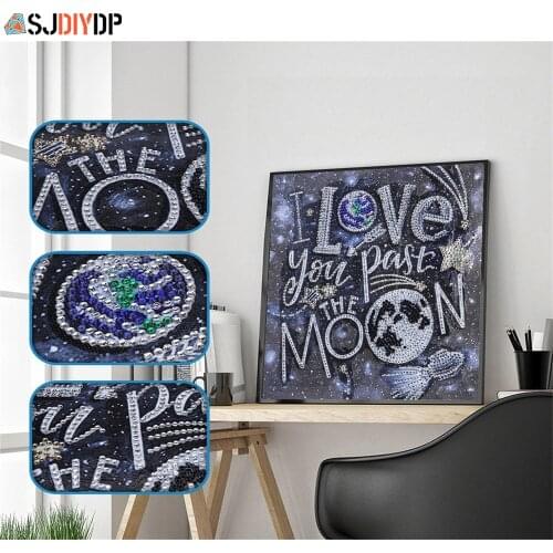 SJDIYD 5D DIY Diamond Painting Sweet Text Special Shaped Diamond Mosaic Partial Rhinestone Cross Stitch Kits Love Home Decor