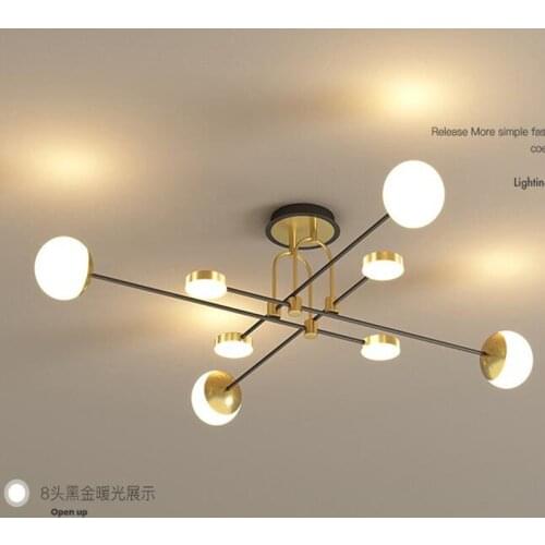 Modern LED Suspension Ceiling Lamp Decoration for Living Room Kitchen Bedroom Black Gold Frame Hanging Chandelier Indoor Fixture