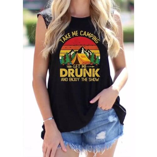 Take Me Camping Get Me Drunk Arrow Tank top Summer Trendy Sleevele shirts Summer Vacation women fashion casual vintage tops