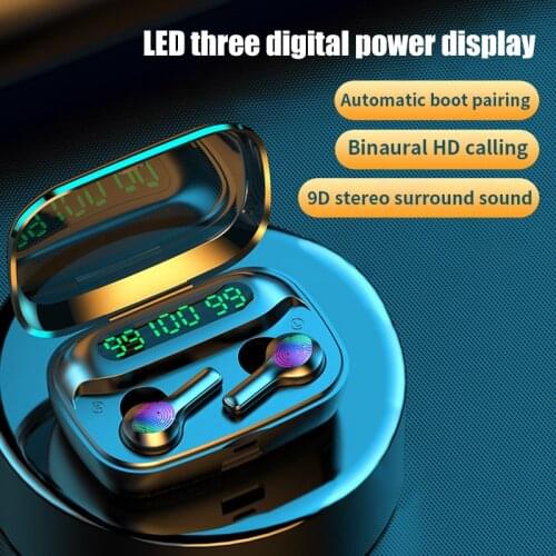 HKNA Bluetooth-Compatible Earphones Wireless Headphones LED TWS with Microphone Waterproof Noise Cancelling Headset Earbuds for