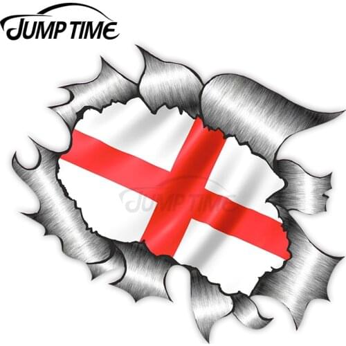 Jump Time Ripped Torn Metal Design With St Georges England English Flag Motif External Vinyl Car Sticker for Windows Bumper