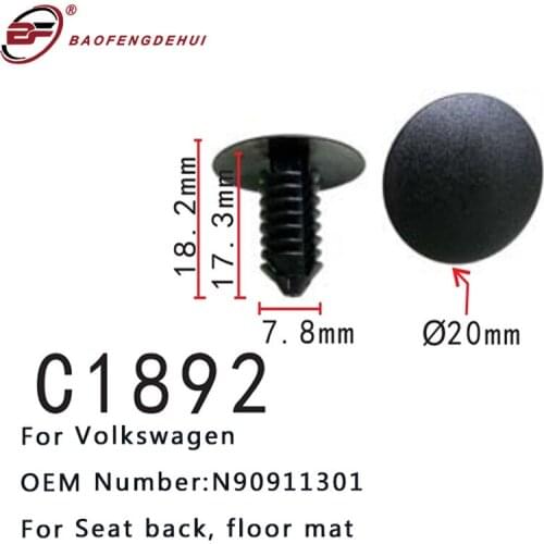 Car Interior Buckle Positioning Stud Pin Fit Seat Back Floor Mat N90911301 For Volkswagen