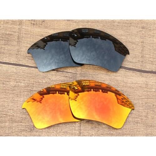 Vonxyz 2 Pairs Stealth Black & Ruby Mirror Polycarbonate Replacement Lenses for-Oakley Half Jacket 2.0 XL Frame