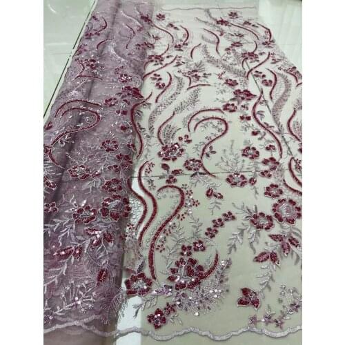 High Quality Hot Selling African Beads Net Lace Fabric Pretty Design JRB-5.42707 Embroidered Tulle Mesh for Party Dress