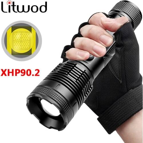 High Quality XHP90.2 Led Flashlight Usb Rechargeable Powerbank 18650 26650 Battery Torch Aluminum Zoomable Lantern for Camping