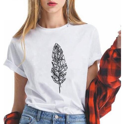 Women Tshirts Geometric leaf Fashion Summer Tee Ladies Clothes Tshirt Casual Printed T-shirt Short Sleeve Top Tees Female