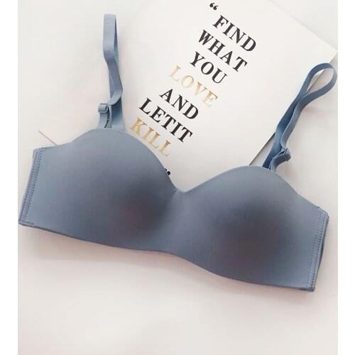Women Seamless Push Up Bra Wire Free Padded Glossy 3/4 Cup Bras Stretchy Adjustable Bralette Lingerie