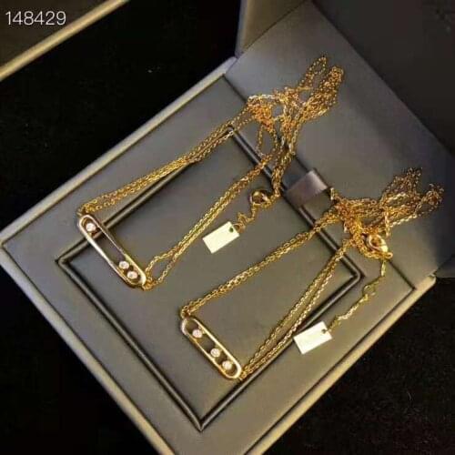 Hot Brand Pure 925 Sterling Silver Jewelry For Women Beach Necklace Slide Stone Drop Pendants Move Stone Design Summer Neckalce