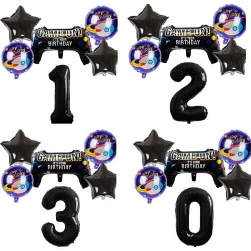 1set Boys Adults Gamepad Foil Balloons Outer Space Theme Party Supplies New 40Inch Number Birthday Party Decoration Globos