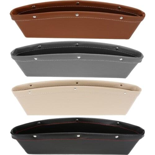 1pcs Car Organizer PU Leather Catch Catcher Box Caddy Car Seat Slit Gap Pocket Storage Glove Box Slot Box Leather Storage