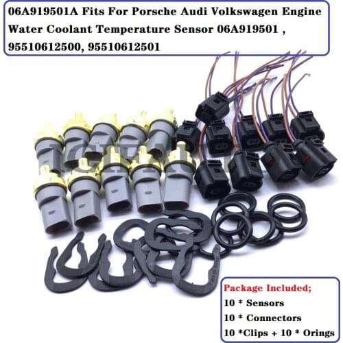 10 * For Porsche Audi Volkswagen Engine Water Coolant Temperature Sensor Pigtail Connector 95510612500 95510612501 06A919501A