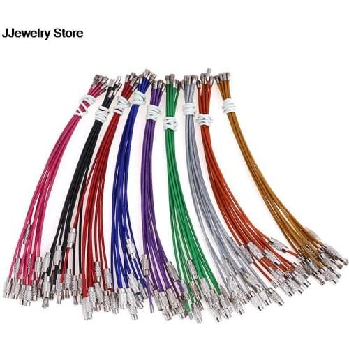 10pcs 1.5*150mm Stainless Steel Wire Keychain Ring Key Keyring Circle Rope Cable Loop Outdoor Camp Luggage Tag Screw Lock Gadget