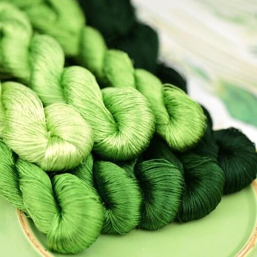 100% silk thread hand embroidery embroider cross stitch 1pcs 400m silk embroidery thread green series 8 gradient colors