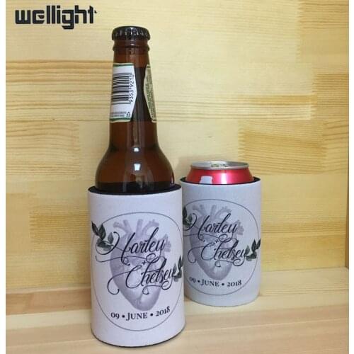 150pcs/lot Custom Neoprene Stubby holders Customized LOGO Printed Beer Can Coolers Bag Personalized Printing For Wedding Gift