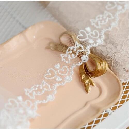 2 Yards Milk White Lace Trim DIY Clothes Accessories Wedding Dress Curtain Sewing Embroidery Lace Fabric 6.9cm