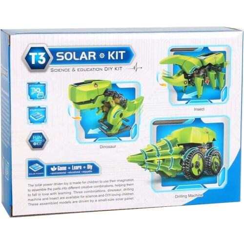 Powered by sunlight-STEM, Educational Toys, energia Solar Robot 3 in 1 DIY Dinosaurs Science Kits for Kids Gifts
