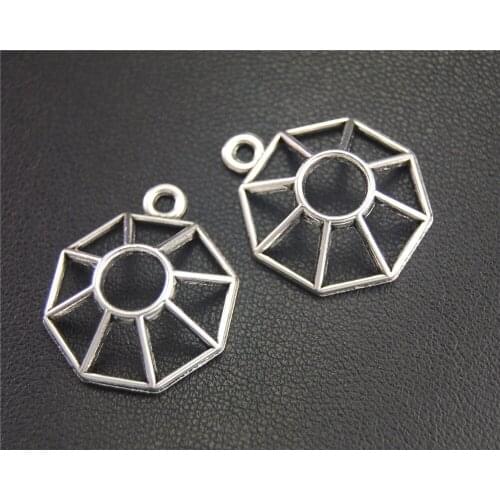 30pcs Silver Color Geometric shape Charms Pendants for Jewelry Making DIY Handmade Craft 21x25mm A2014