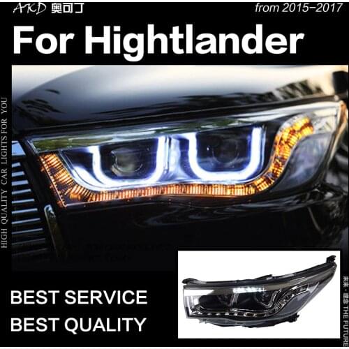 AKD Car Styling for Toyota Highlander Headlights New Highlander Headlight LED DRL Hid Head Lamp Angel Eye Bi Xenon Accessories
