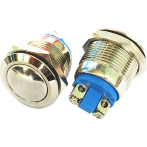 1PCS 19mm 3A/250VAC Anti-Vandal Momentary Steel Metal Push Button Switch Waterproof Car Switch Self Return