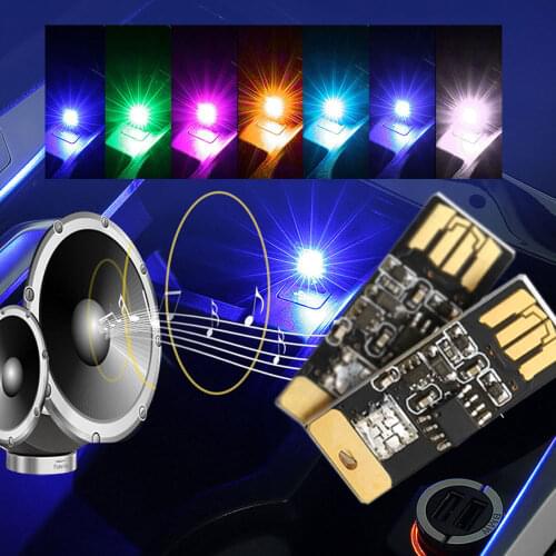 Car USB Atmosphere Lamp Cigarette Lighter Breathing Lamp Colorful Music Rhythm Lights Auto Home Decoration Accessories