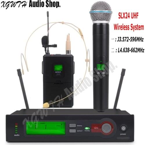 SLX24 SLX14 BETA58A DJ UHF Wireless Microphone System with Super Cardioid Handheld Bodypack Lapel Lavalier Headset Karaoke Mic