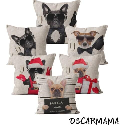 Fanny Cute Dog Santa Cruz Pug French British Bulldog Sofa Cushion Cover Kit Decorative Pillow Case 45*45 40 50 Home Living Room