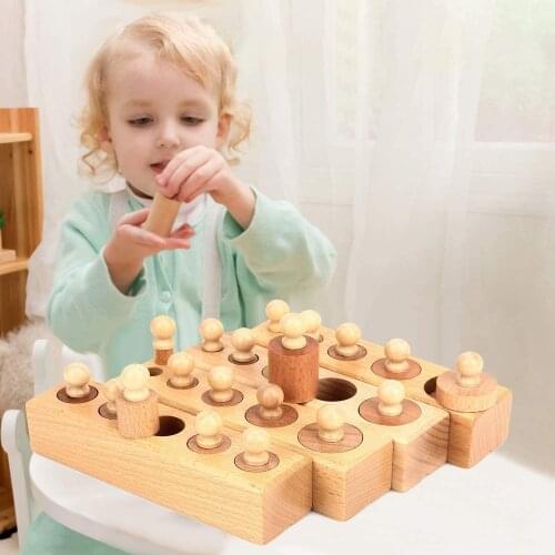 Baby Montessori Educational Wooden Toys Colorful Socket Cylinder Block Set For Children Educational Preschool Early Learning Toy