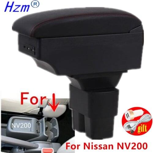 For Nissan NV200 Armrest box Retrofit parts Interior Car Armrest Storage box accessories Retrofit parts USB LED