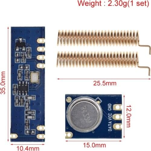 EGBO 1 Set 433MHz 100 Meters Wireless Module Kit ASK Transmitter STX882 + ASK Receiver SRX882 + 2Pcs Copper Spring Antenna