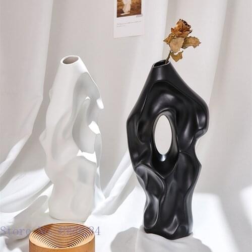 Ceramic vase coral Irregular bumps Black and white Flower Arrangement Hydroponics Home Decoration Ceramic handicraft ornaments