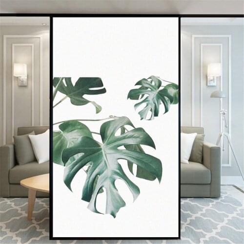 Privacy Windows Film Decorative Plant Flamingo Stained Glass Window Stickers No Glue Static Cling Frosted Windows Film