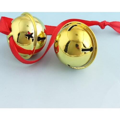 Round Jingle Bells Blocks Gold Color Bells Wands DIY Christmas Tree Decoration Large Wedding Kettle Bells