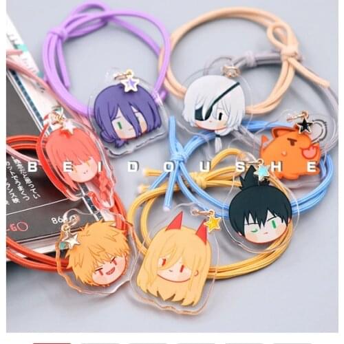 Hot Anime Chainsaw Man Makima Power Denji Hayakawa Aki Acrylic Cute Head Rope Headwear Hair Accessories Hair Ring Brooch Pins