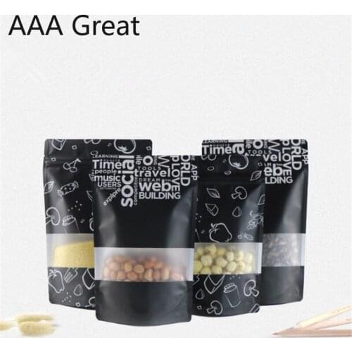 100Pcs/Lot Frosted Aluminum Foil Sealed Bag Thick Window Dried Fruit Snack Tea Packaging Bag Stand Up Pouches Self-Sealing Bag