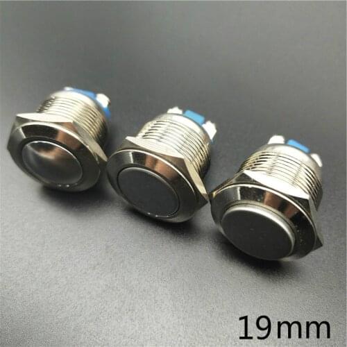 19mm Metal Push Button Switch IP67 Nickel plated brass press button Self locking 1NO High Flat domed Round Momentary