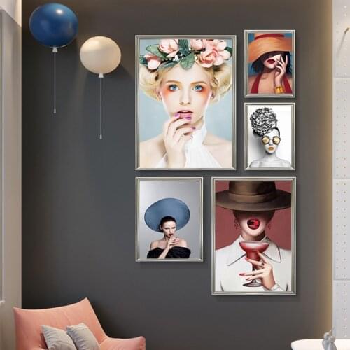 Fashion Creative Model Poster Flower Wall Art Print Photo Picture Of Girls Nordic Canvas Painting Bedroom Living Room Decoration